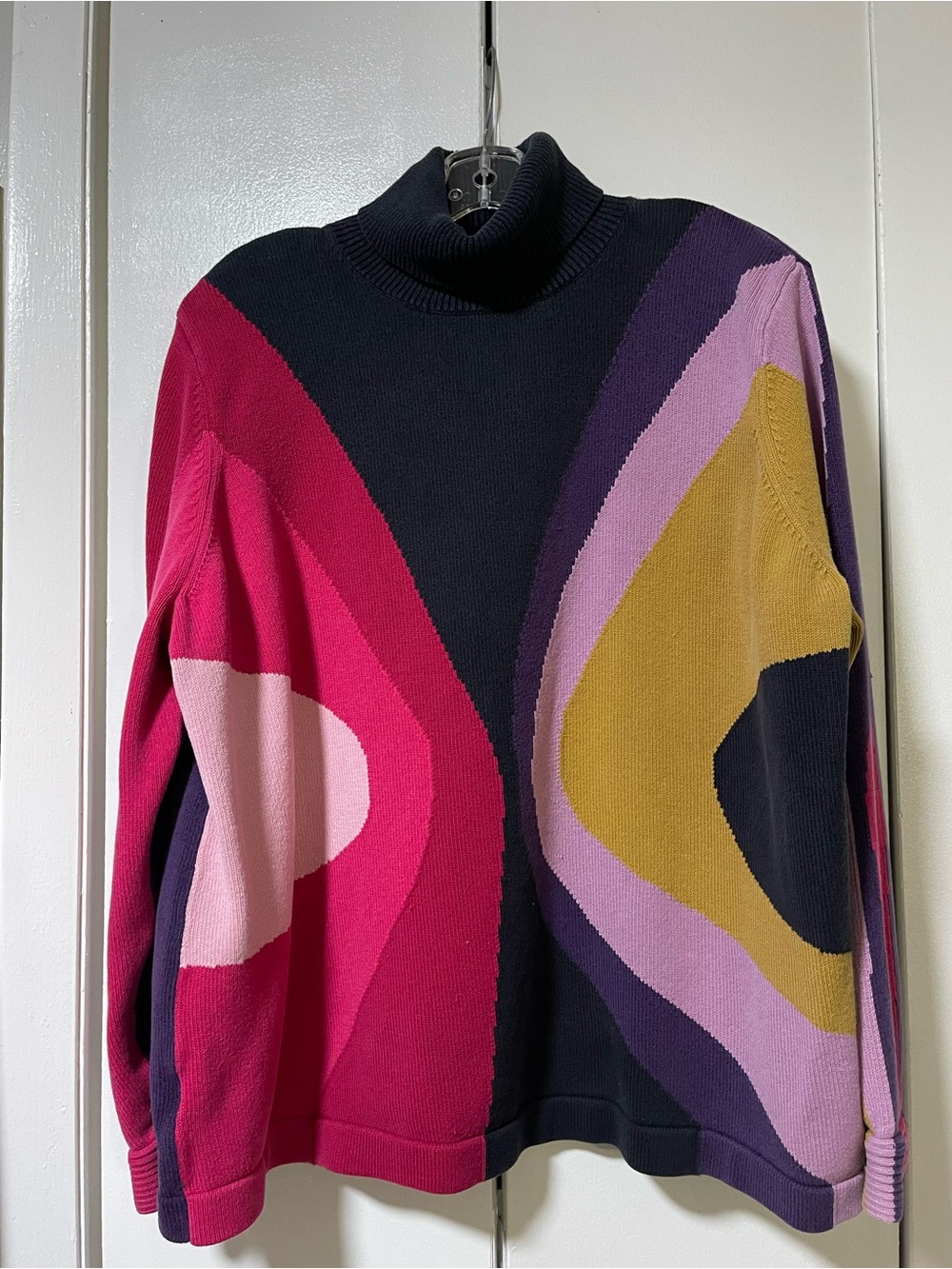 Vintage 80s Susan Bristol Colorblock Turtleneck Sweater